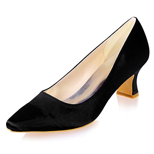 TarfiC Damen Hochzeitsschuhe mit Schließenden Spitzen für die Braut, Hochhackig, Slip-On Satin Abend- und Gala-Schuhe, Pumps für formelle Anlässe von TarfiC