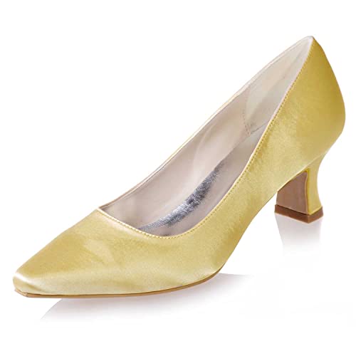 TarfiC Damen Hochzeitsschuhe mit Schließenden Spitzen für die Braut, Hochhackig, Slip-On Satin Abend- und Gala-Schuhe, Pumps für formelle Anlässe von TarfiC