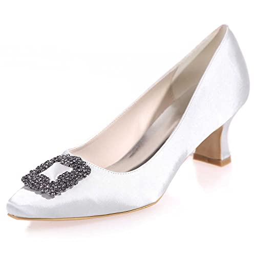 TarfiC Damen Hochzeitsschuhe mit Stabilen Absätzen, Slip On Verschluss, Satin - Mary Jane Pumps und Sandalen für Hochzeiten und formelle Anlässe von TarfiC