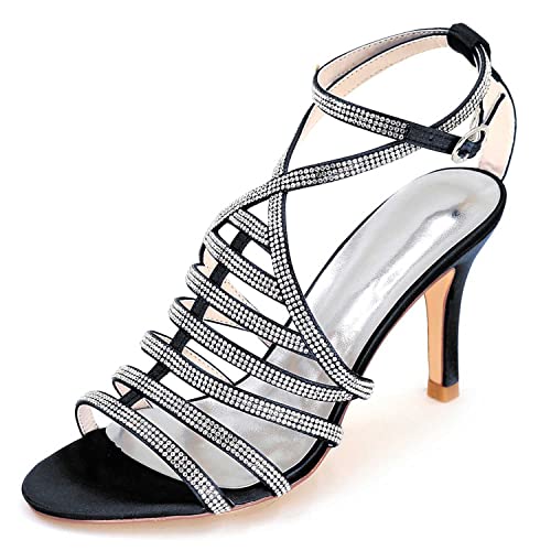 TarfiC Damen Sandalen mit Hochzeitsschuhe, verziert mit Strass, für Hochzeiten, Abschlussball, Prom und Damen, auch für Brautjungfer und Kitten-Heel von TarfiC