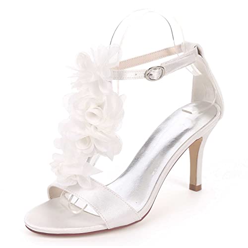 TarfiC Damen-Sandalen mit Schnallen, Hochzeitsabsatz, niedriger Katzenheels, runde Zehenspitze, offene Zehen, Hochabsatz für Damen, lässige Sommer von TarfiC