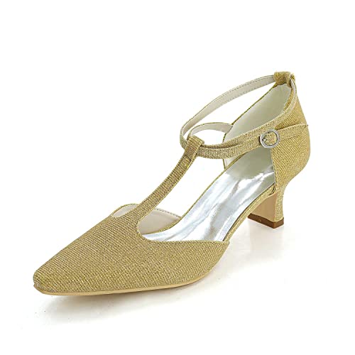 TarfiC Damen Schuhe Mit Niedrigen, Chunky Heels, Geschlossenen Schnürsenkel, Spitzzeug, Glitter-Finish, Für Büro, Arbeit, Hochzeiten Und Party-Pumps von TarfiC