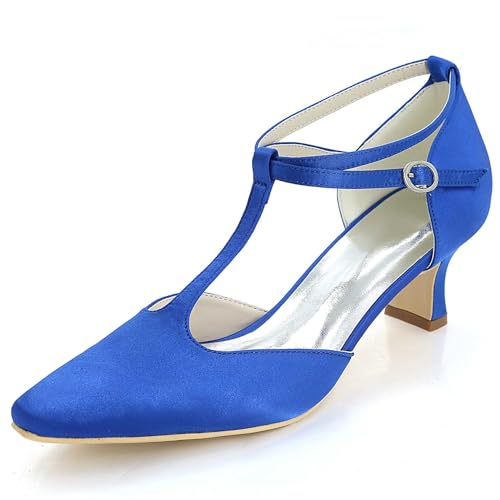 TarfiC Damen Schuhe aus Satin Mit,Chunky Heels, Niedrig, Geschlossene Spitze, Für Hochzeiten, Brautjungfern Prom- Und Party-anlässe von TarfiC