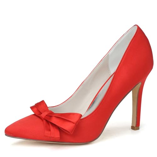 TarfiC Damen Spitz Vorderteil-Pumps mit Hochheel und Stiletto Absatz, aus Satin, formal, Slip-On-Schuh, komfortabel für Büro und Hochzeitsanlässe von TarfiC