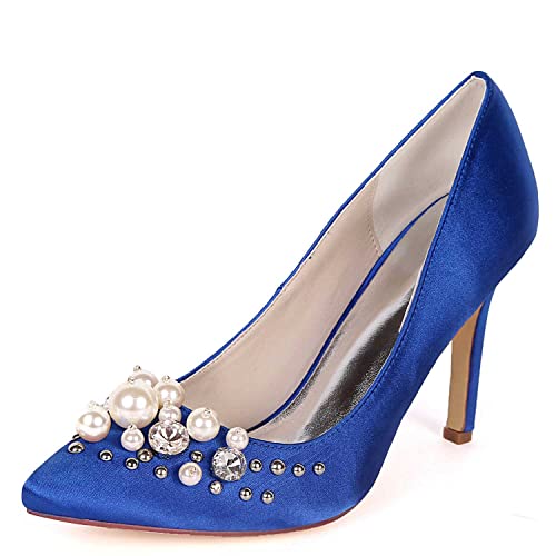 TarfiC Damen Spitzschuh-Heels mit Kittenhöhen - Hochzeitschuhe für Damen, Perlenverschluss, für Kleid, Abschlussball, Party und Brautpump-Schuhe von TarfiC