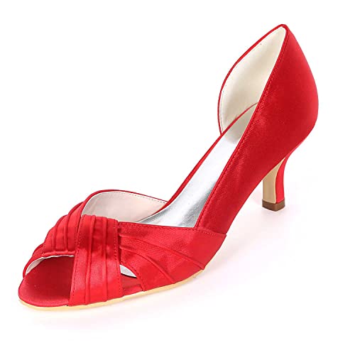 TarfiC Frauen Hochabsätze, Peeptoe-Heels für Damen - Sandaletten Heels, Niedrige Kittenheels, Hochzeits-Pumps für Frauen von TarfiC