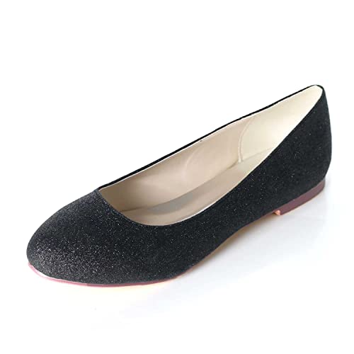 TarfiC Frauenflache Schuhe, Damenkleiderschuhe mit rundem Spitz, Frosted Slip-On Ballerina-Schuhe für Damen, Bequeme, weiche und niedrige Walking-Flache von TarfiC