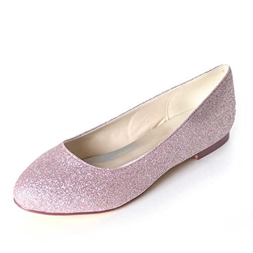 TarfiC Frauenflache Schuhe, Damenkleiderschuhe mit rundem Spitz, Frosted Slip-On Ballerina-Schuhe für Damen, Bequeme, weiche und niedrige Walking-Flache von TarfiC