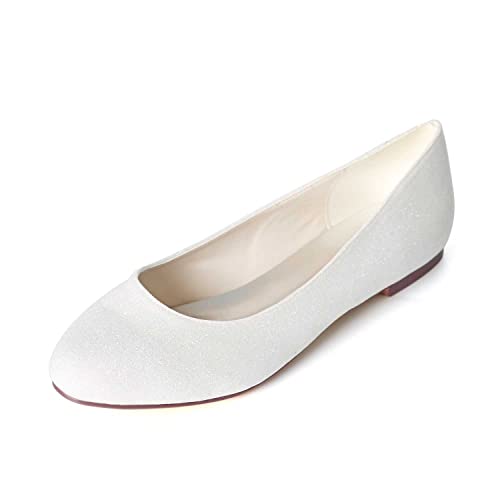 TarfiC Frauenflache Schuhe, Damenkleiderschuhe mit rundem Spitz, Frosted Slip-On Ballerina-Schuhe für Damen, Bequeme, weiche und niedrige Walking-Flache von TarfiC