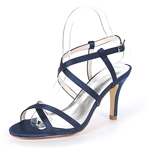 TarfiC Hochabsätze für Frauen, Frauen-Hochabsätze aus Satin, Niedrige Kittenheels mit Schnallen, Offenem und Rundem Zehen, Kleid-Pumps für Hochzeits von TarfiC