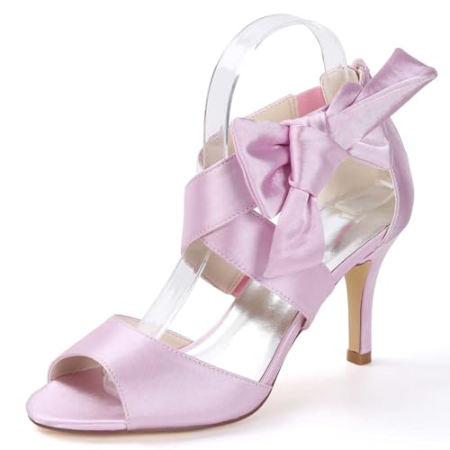 TarfiC Hochzeitsabsatzschuhe Zehen, Hochabsatz, Brautschuhe, Mary Jane-Stil, aus Satin, niedriger Katzenheels, mit Reißverschluss, für Abendveranstaltungen von TarfiC