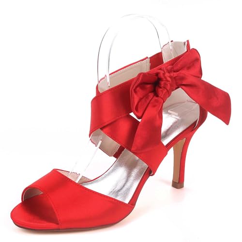 TarfiC Hochzeitsabsatzschuhe Zehen, Hochabsatz, Brautschuhe, Mary Jane-Stil, aus Satin, niedriger Katzenheels, mit Reißverschluss, für Abendveranstaltungen von TarfiC