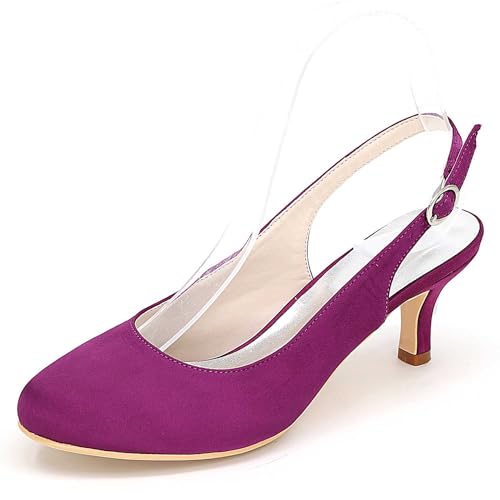 TarfiC Hochzeitsschuhe für die Braut mit hohen Absatz und Spitzen Vorderteil, Hochzeits-Pumps für Frauen, Satin-Schnalle, Abendkleiderschuhe für Fest von TarfiC