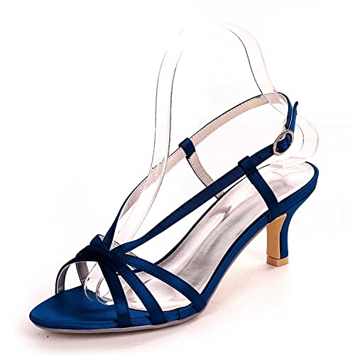 TarfiC Hochzeitsschuhe für die Braut offene Zehenpartie Brautschuhe Kitten Heel Pumps Mary Jane Satin Hochzeitsschuhe von TarfiC