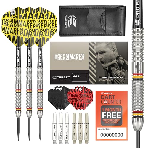 TARGET Darts Dimitri Van den Bergh Dimi 22G 80% Wolframstahlspitze Dart-Set – 9 Pro Grip Schäfte – 9 Pro Ultra Flights – Dart-Brieftaschen-Set von Target Darts