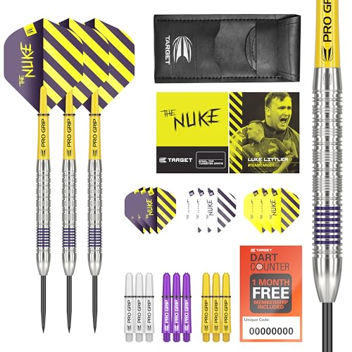 TARGET Darts Luke Littler Dart-Set mit 80 % Wolframstahlspitze, 23 g, professionelles Dart-Set, Pro-Grip-Schäfte, Pro Ultra Flights, Dart-Geldbörse im Lieferumfang enthalten, Dart-Zubehör-Set TARGET Darts Luke Littler Dart-Set mit 80 % Wolframstahlspitze, 23 g, professionelles Dart-Set, Pro-Grip-Schäfte, Pro Ultra Flights, Dart-Geldbörse im Lieferumfang enthalten, Dart-Zubehör-Set von Target Darts