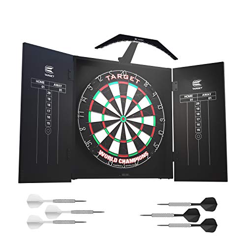 Target Darts Arc Dartboard-Beleuchtungssystem im Heimkabinett-Set Inklusive Weltmeister-Dartboard und 2 Dart-Sets, Schwarz, Standardgröße Target Darts Arc Dartboard-Beleuchtungssystem im Heimkabinett-Set Inklusive Weltmeister-Dartboard und 2 Dart-Sets, Schwarz, Standardgröße von Target Darts