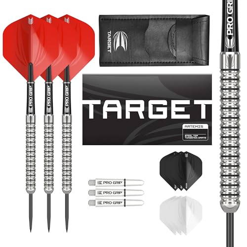 Target Darts Artemis 25G Tungsten Steeldart Set - 9 Pro Grip Shafts - 9 Pro Ultra Flights - Darttasche, Dart Zubehör, Wolfram Dart Satz Target Darts Artemis 25G Tungsten Steeldart Set - 9 Pro Grip Shafts - 9 Pro Ultra Flights - Darttasche, Dart Zubehör, Wolfram Dart Satz von Target Darts