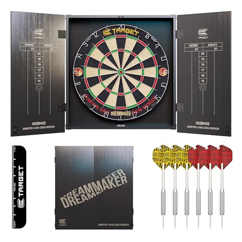 Target Darts Dimitri Van den Bergh Cabinet & Dartboard Set | Spieler-Edition DVB Dartboard-Schrank-Set mit 2 Sets Steel-Dart-Dartpfeilen, Score-Charts, Wurf-Standardlinie für Wettkämpfe Target Darts Dimitri Van den Bergh Cabinet & Dartboard Set | Spieler-Edition DVB Dartboard-Schrank-Set mit 2 Sets Steel-Dart-Dartpfeilen, Score-Charts, Wurf-Standardlinie für Wettkämpfe von Target Darts