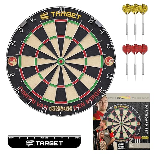 Target Darts Dimitri Van den Bergh Dartboard Set | Spieler-Edition Dartboard-Set mit 2 Sets Steel-Dart-Dartspitzen, Wurf-Linie nach Wettkampfstandard | Professionelle Darts & Dartboards Target Darts Dimitri Van den Bergh Dartboard Set | Spieler-Edition Dartboard-Set mit 2 Sets Steel-Dart-Dartspitzen, Wurf-Linie nach Wettkampfstandard | Professionelle Darts & Dartboards von Target Darts