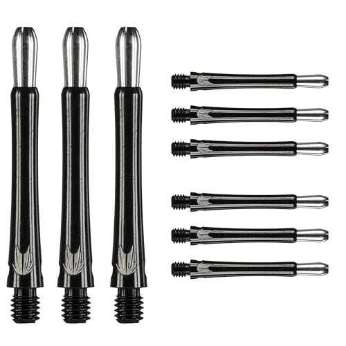 Target Darts Grip Style Aluminium Shaft - Pack of 9 | Schwarz, Mittelstufe (40.8mm) | Professional Darts Zubehör, 2BA Shaft Multipack mit Ringen, Dart Shaft Multipack, Dartstiele von Target Darts