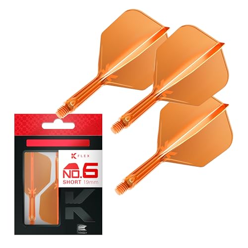 Target Darts K Flex Integrated Dart Flights and Shafts, Nr.6 Orange (kurz) | 3er Pack K-Flex - No6, Kflex All In One Moulded Dart Flight & Stem | Professionelles Dart Zubehör von Target Darts