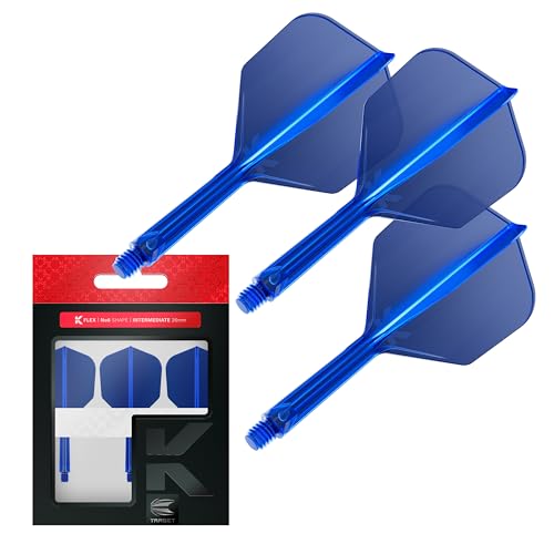 Target Darts K Flex Flights mit Dart Schäfte, No.6 Blau, Intermediate Stem (26mm) | K-Flex Flight und Shaft | Set Mit 3, Kflex Darts Zubehör No 6 | Target K Flex Dart Flights mit Schafts von Target Darts