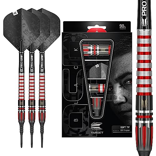 Target Darts Nathan Aspinall 18G Schwarze Edition 90% Wolfram Softdarts-Set Dartpfeile, 210153, Schwarz, Rot und Silber Target Darts Nathan Aspinall 18G Schwarze Edition 90% Wolfram Softdarts-Set Dartpfeile, 210153, Schwarz, Rot und Silber von Target Darts