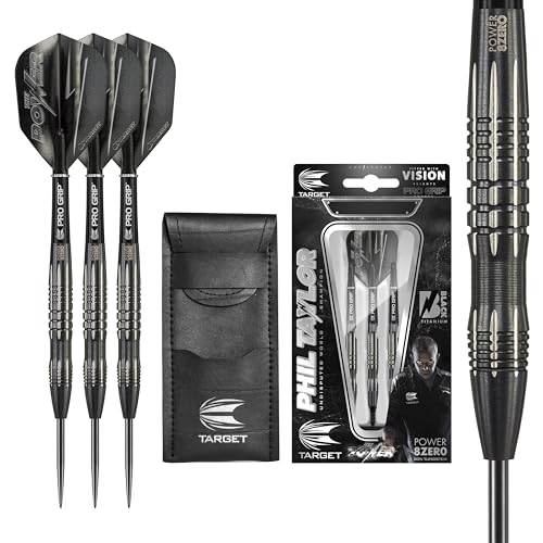 Target Darts Phil Taylor Power 8-Zero 3 Schwarze Steeldart-Darts, Dart-Set aus 80% Tungsten, P8Z3, 22G | Darts in Spielerausführung mit festen Spitzen | Inklusive schwarzem Dart-Etui Target Darts Phil Taylor Power 8-Zero 3 Schwarze Steeldart-Darts, Dart-Set aus 80% Tungsten, P8Z3, 22G | Darts in Spielerausführung mit festen Spitzen | Inklusive schwarzem Dart-Etui von Target Darts