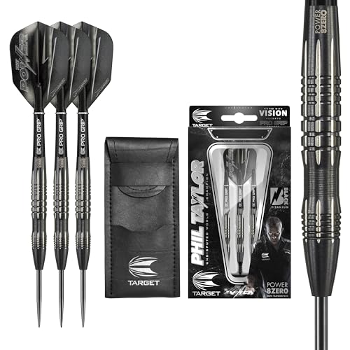 Target Darts Unisex Target Phil Taylor Power 8-zero Schwarz 80% Wolfram Steeldarts-set Steel Tip Dartpfeile, Schwarz Titanium, 22G EU von Target Darts