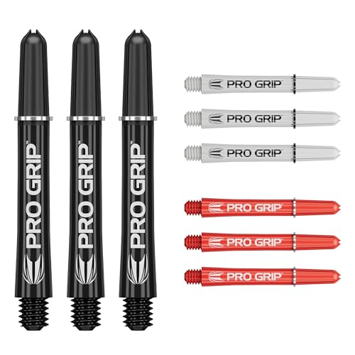Target Darts Pro Grip Shafts - 9er Set | 3 Farben, Schwarz/Weiß/Rot | Mittelstufe, 41mm | Dartstiele, Professionelles Dartzubehör, 2BA Shaft Multipack mit Ringen Target Darts Pro Grip Shafts - 9er Set | 3 Farben, Schwarz/Weiß/Rot | Mittelstufe, 41mm | Dartstiele, Professionelles Dartzubehör, 2BA Shaft Multipack mit Ringen von Target Darts