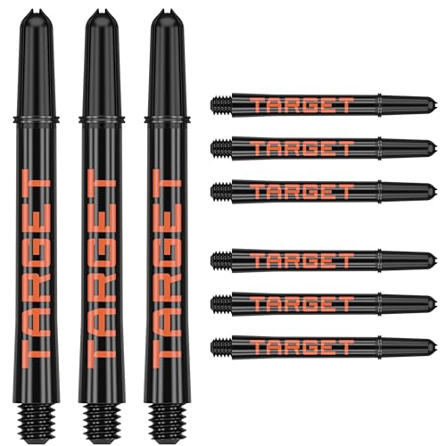 Target Darts Pro Grip Tag Shaft (Packung mit 9) Multipack Shafts, Professionelles Dart Zubehör, Dart Shaft Set – Schwarz & Orange, Mittel Length von Target Darts