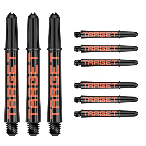 Target Darts Pro Grip Tag Shaft (Packung mit 9) Multipack Shafts, Professionelles Dart Zubehör, Dart Shaft Set – Schwarz & Orange, Zwischenbericht Length von Target Darts