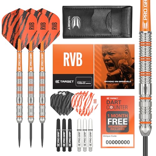 Target Darts Raymond Van Barneveld 23G Tungsten Steeldart Set - 9 Pro Grip Shafts - 9 Pro Ultra Flights - Darttasche, Dart Zubehör, Wolfram Dart Satz Target Darts Raymond Van Barneveld 23G Tungsten Steeldart Set - 9 Pro Grip Shafts - 9 Pro Ultra Flights - Darttasche, Dart Zubehör, Wolfram Dart Satz von Target Darts