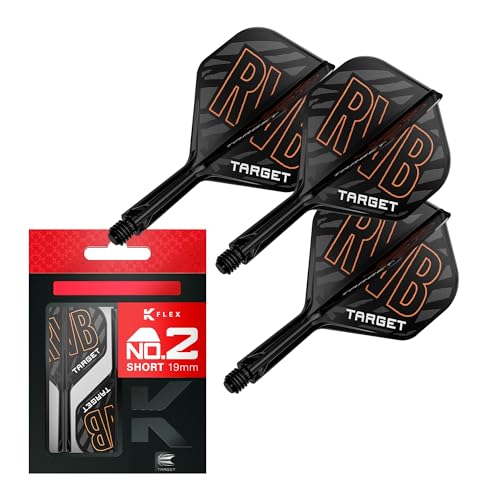 Target Darts Raymond Van Barneveld K-Flex Flights und Shaft System, No.2 (Kurz, 19mm) | 3er Pack Kflex All In One Flights, Player Edition Darts Zubehör | K-Flex Dart Schaft von Target Darts