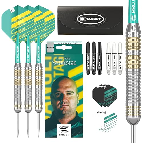 Ziel Darts Rob Cross 22G Messing Stahlspitze Darts Set - Spannung Dart Set, Rob Cross Player Edition, komplette Stahlspitze Darts Kit, Lagerung Wallet enthalten von Target Darts