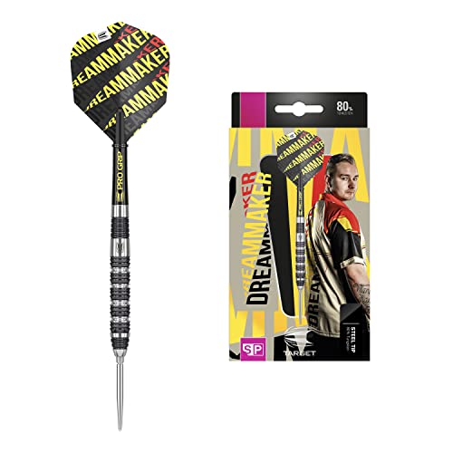 Target Darts Unisex-Adult Dimitri Van den Bergh Dream Maker 80% Wolfram Swiss Point Steeldarts-Set Dartpfeile, Schwarz, Gelb and Roter, 24G von Target Darts