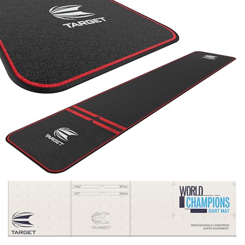 Target Darts World Champion Dart-Matte Schwarz und Rot | Dart Oche Matte mit Softdart und Steeldart Wurfabständen | rutschfeste Teppichmatte für Boden und Dartspitzen Schutz | Dart Zubehör Target Darts World Champion Dart-Matte Schwarz und Rot | Dart Oche Matte mit Softdart und Steeldart Wurfabständen | rutschfeste Teppichmatte für Boden und Dartspitzen Schutz | Dart Zubehör von Target Darts