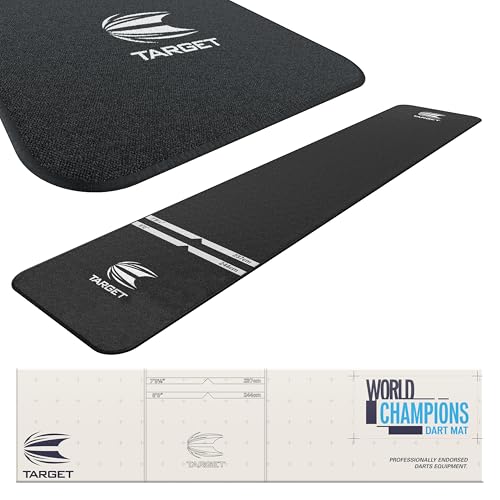 Target Darts World Champion Dart-Matte Schwarz und Weiß | Dart Oche Matte mit Softdart und Steeldart Wurfabständen | rutschfeste Teppichmatte für Boden und Dartspitzen Schutz | Dart Zubehör Target Darts World Champion Dart-Matte Schwarz und Weiß | Dart Oche Matte mit Softdart und Steeldart Wurfabständen | rutschfeste Teppichmatte für Boden und Dartspitzen Schutz | Dart Zubehör von Target Darts