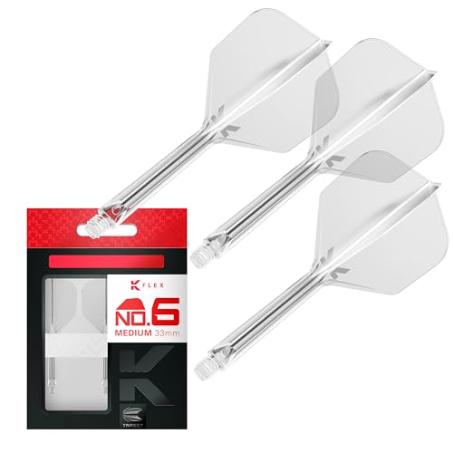 Target Darts K Flex Flights mit Dart Schäfte, No.6 Klar, Medium Stem (33mm) | K-Flex Flight und Shaft | Set Mit 3, Kflex Darts Zubehör No 6 | Target K Flex Dart Flights mit Schafts von Target Darts