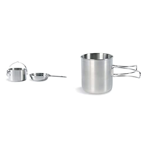Tatonka Camping-Kochset Kettle 4,0 L - Topf und Pfanne aus Edelstahl - 4 Liter Volumen - Mit Henkel zum Aufhängen - Ø 23,5 x 14 cm & Becher Handle Mug 600, Transparent, 0.6, 4073 Tatonka Camping-Kochset Kettle 4,0 L - Topf und Pfanne aus Edelstahl - 4 Liter Volumen - Mit Henkel zum Aufhängen - Ø 23,5 x 14 cm & Becher Handle Mug 600, Transparent, 0.6, 4073 von Tatonka