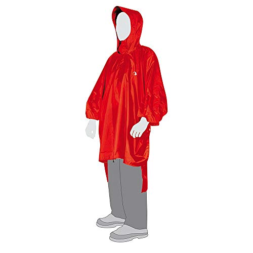 Tatonka Poncho 2 (M-L) - Wasserdichtes Regencape mit Kapuze und Schnürzug - Inklusive Beutel - Größe M - L (red) von Tatonka