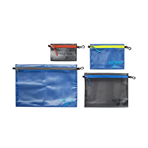 Tatonka Reißverschlusstasche Zip Pouch - Flache Aufbewahrungs- und Dokumententasche in verschiedenen Größen und als Set - durchsichtig, wasserfest und robust , blue / black, Set (S, M, L, XL) von Tatonka