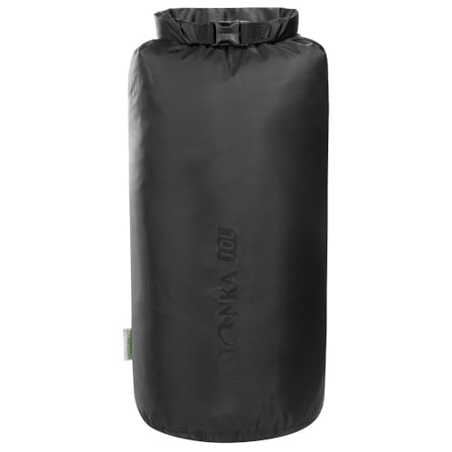 Tatonka Packsack Dry Sack 10l - Wasserdichter Packbeutel mit Rollverschluss und Steckschließe - Aus recyceltem Polyester - 10 Liter Volumen (schwarz) von Tatonka