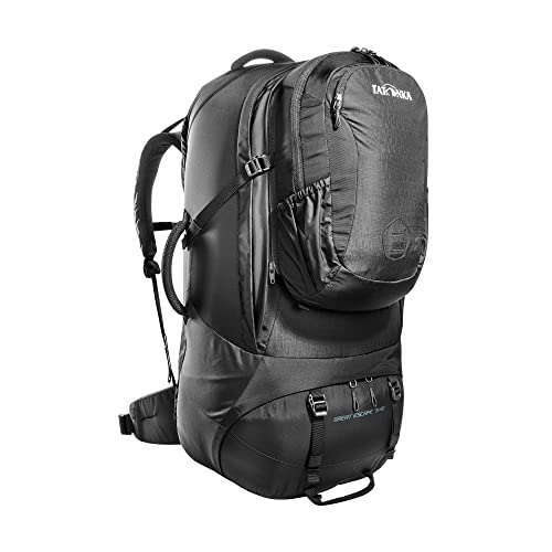 Tatonka Great Escape 75+10 - Reiserucksack mit großer Kofferöffnung, abnehmbarem Daypack (10l) und abdeckbarem Tragesystem - 85 Liter - 74 x 33 x 23 cm - black von Tatonka