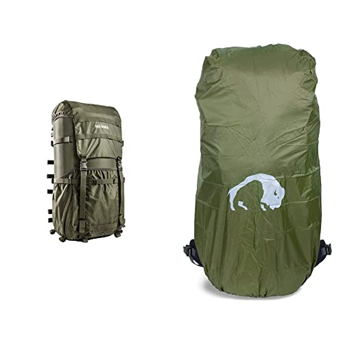 Tatonka Unisex – Erwachsene Packsack 2 Lastenkr Kraxe, Olive, 66 x 34 x 25 cm & Unisex Rain Flap Regenhülle, cub, 12 x 9 x 9 cm, 100 g von Tatonka