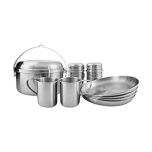 Tatonka Camping-Kochgeschirr Picnic Set IV (12-teilig) - Edelstahl-Geschirr fürs Picknick zu viert - Mit Topf, Pfanne, Tellern und Bechern (inkl. Deckel) - Schadstofffrei & lebensmittelecht, Silber Tatonka Camping-Kochgeschirr Picnic Set IV (12-teilig) - Edelstahl-Geschirr fürs Picknick zu viert - Mit Topf, Pfanne, Tellern und Bechern (inkl. Deckel) - Schadstofffrei & lebensmittelecht, Silber von Tatonka