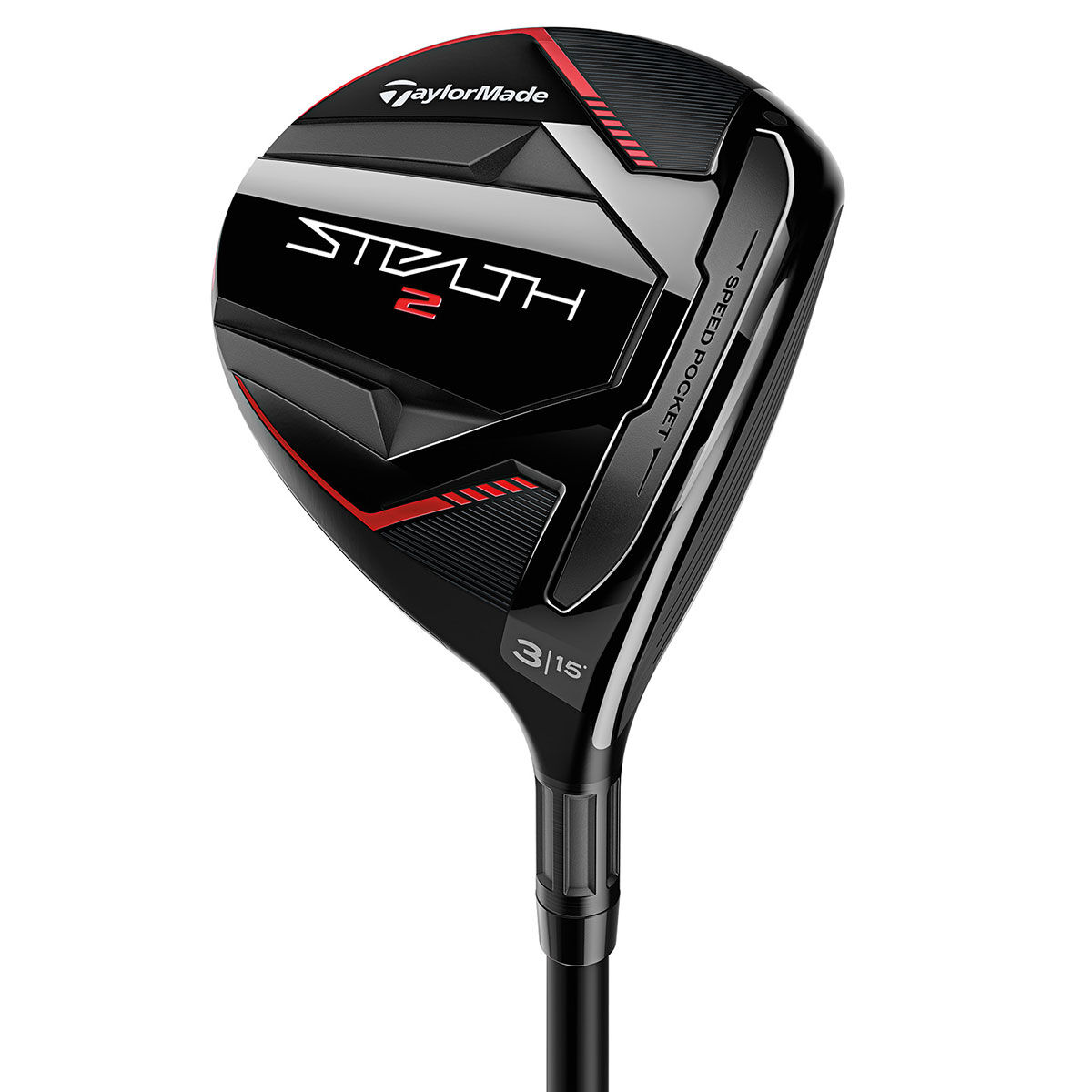 TaylorMade Men's Black and Red STEALTH 2 Stiff Fuji Ventus Tr Right Hand Golf Fairway Wood, Size: 18° | American Golf von TaylorMade