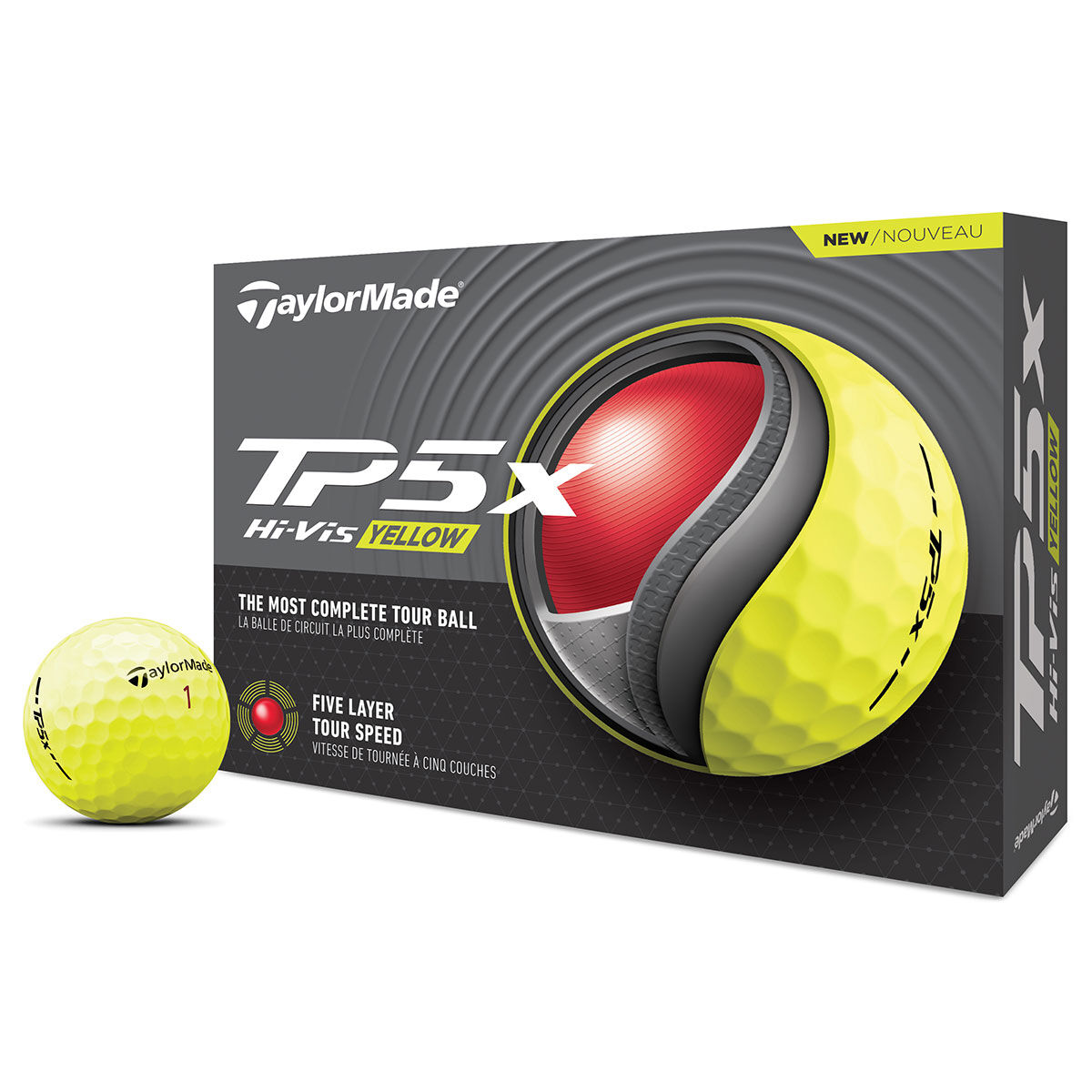 TaylorMade TP5 X 12 Golf Ball Pack, Mens, Yellow | American Golf von TaylorMade