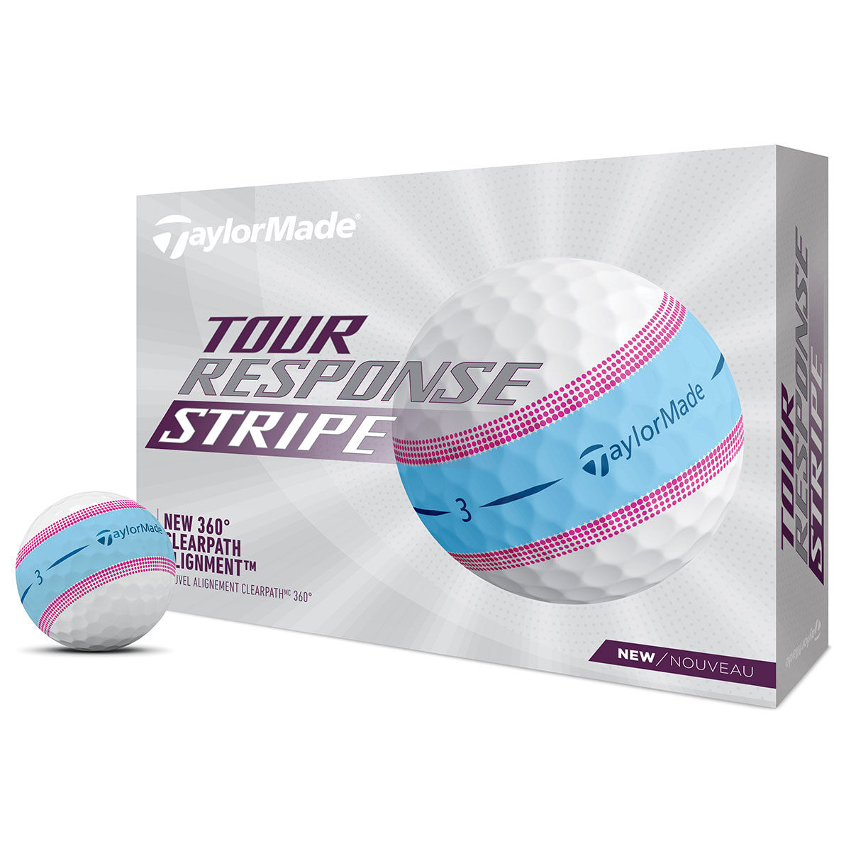 TaylorMade Tour Response Stripe 12 Golf Ball Pack, Mens, Blue/pink | American Golf von TaylorMade